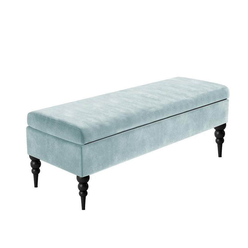 Safar Plain Ottoman Storage Bench - Plush Velvet Shoe Bench - Upholstered Footstool with Storage, Silver