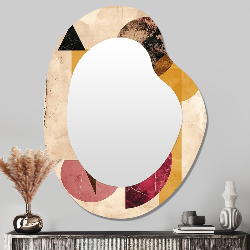 Desmarais, minimalisme rose Boho Glam Harmony - forme géométrique unique, miroir mural unique, forme libre grand miroir, impression d'art en métal