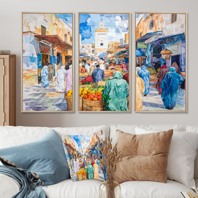 «Fez Frenzy Fez Morocco I», ensemble d'art mural paysage
