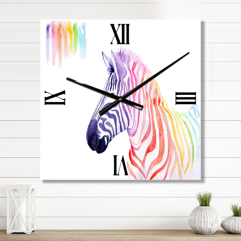 Portrait d'un zèbre arc-en-ciel - Horloge murale de ferme, Moyen