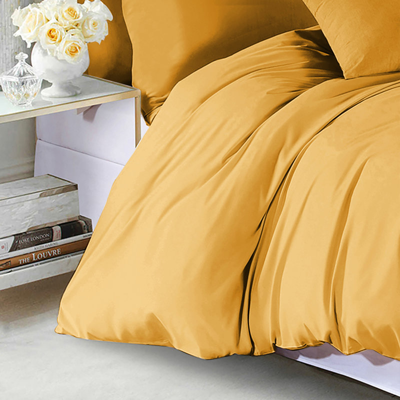 Marnisha Microfiber Duvet Cover Set with Pillowcases Included, Single Duvet Cover Set +1 Pieces Inluded, Ochre