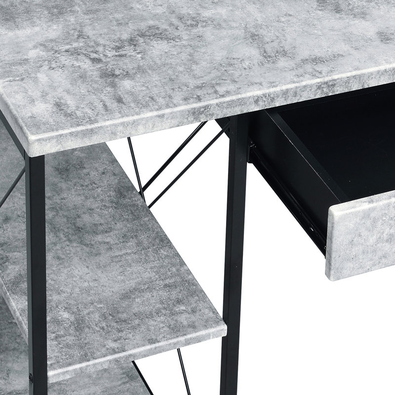 Bureau d'écriture noir et gris avec de nombreuses options de rangement - fonctionnel et élégant pour les espaces de bureau
