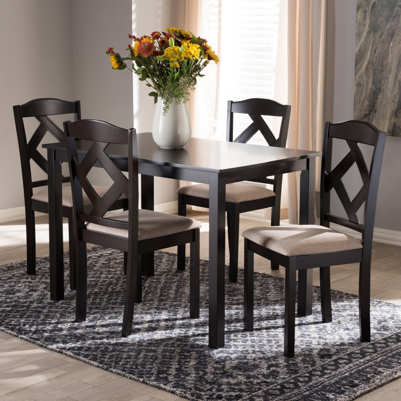 4 - Person Four Leg Dining Set, Brown