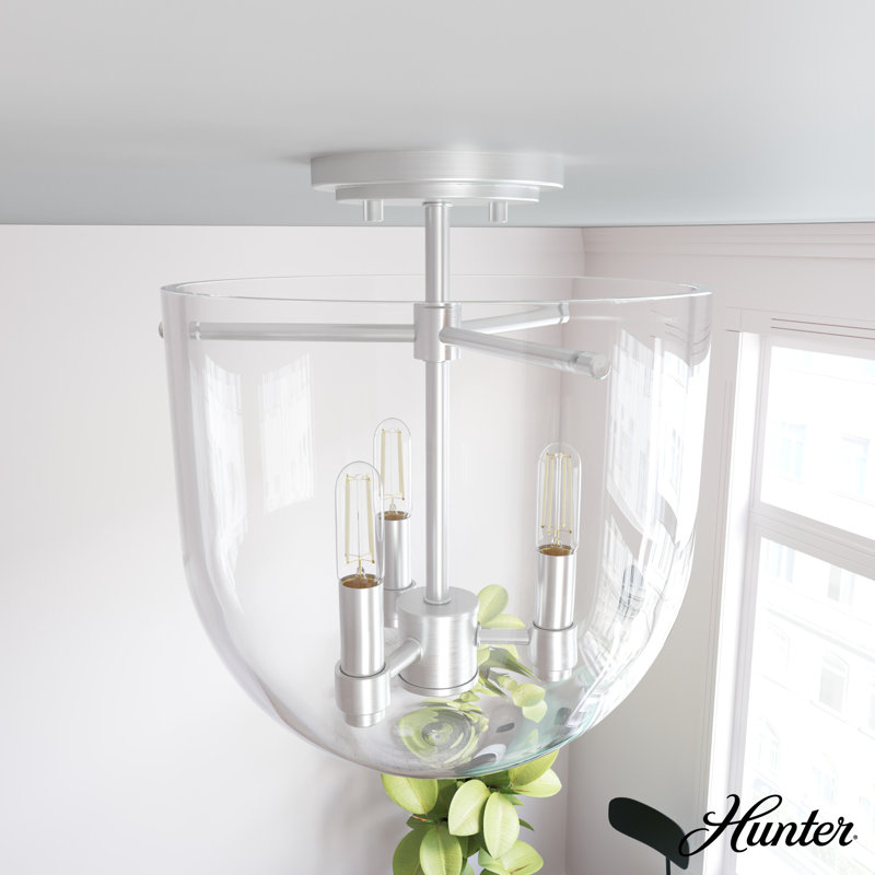 Sacha 11" Brushed Nickel and Glass Semi-Flush Mount Light