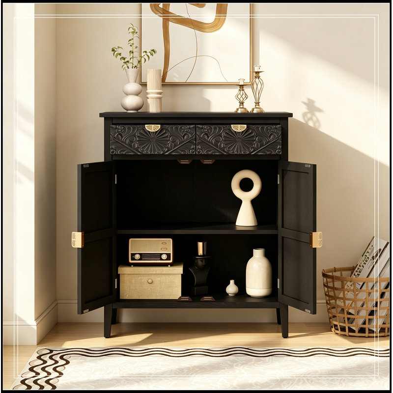 Armoire de rangement en bois avec tiroir et portes, Gray