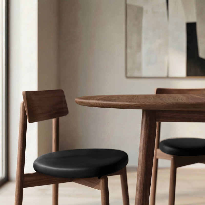 Baton Dining Upholstered Dining Chair, Microsuede Onyx, Seared Oak
