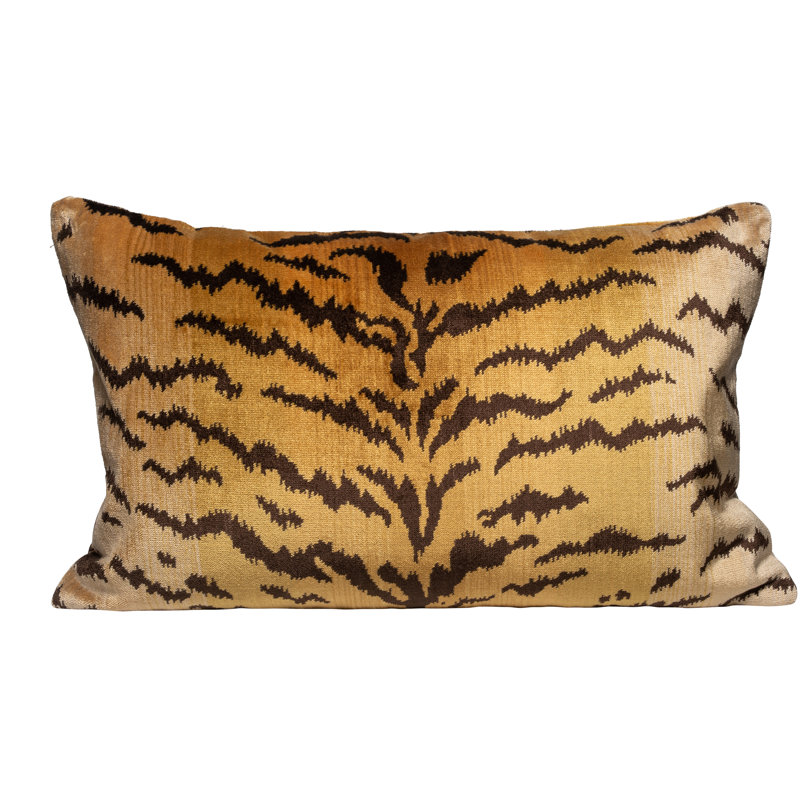 Wild Glamour Down Blend Animal Print Pillow Cover & Insert, Gold/Black, 14" H x 22" W, Rectangular