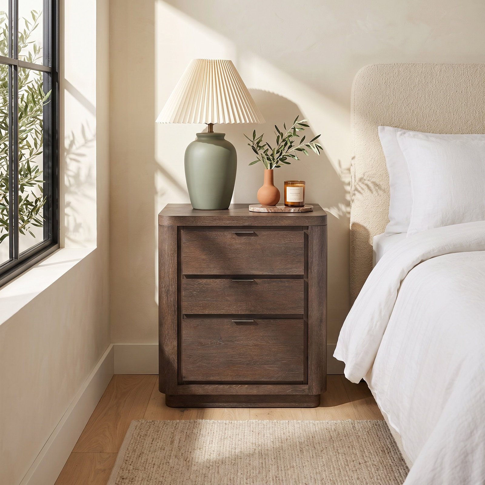 Outline 2-Drawer Oak Nightstand