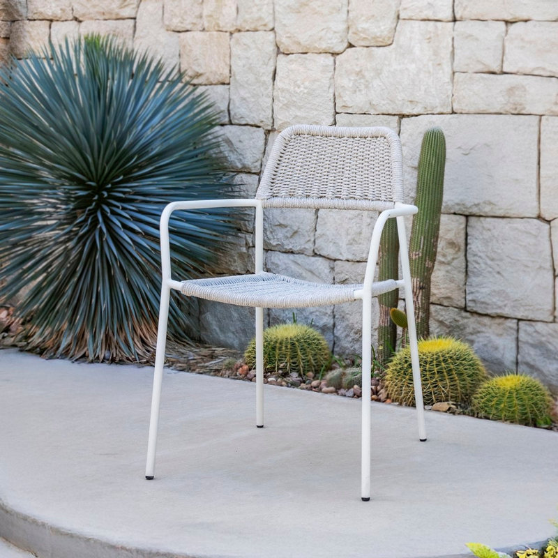Milos Patio Dining Armchair, White