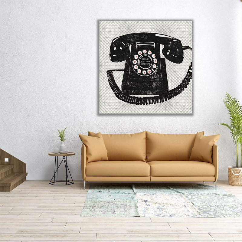 Téléphone analogique rétro - reproduction d'art sur toile, H 30 po x l 30 po