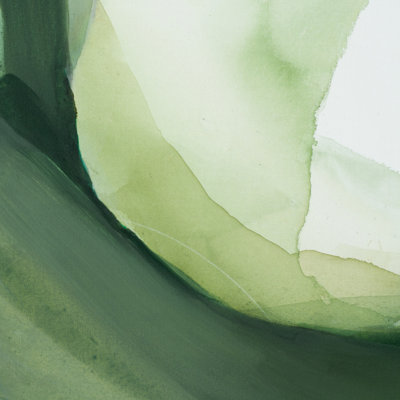 «Organic Green Flow» par Arohika Verma - art mural abstrait - toile encadrée 18 x 18 (blanc)