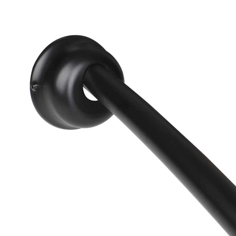 Black Aluminum 72" Curved Shower Rod with PEVA Liner