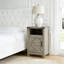 Table de chevet avec station de charge, ensemble de 2, table de chevet avec porte de grange, table de bout avec rangement ouvert pour chambre à coucher-1382024625