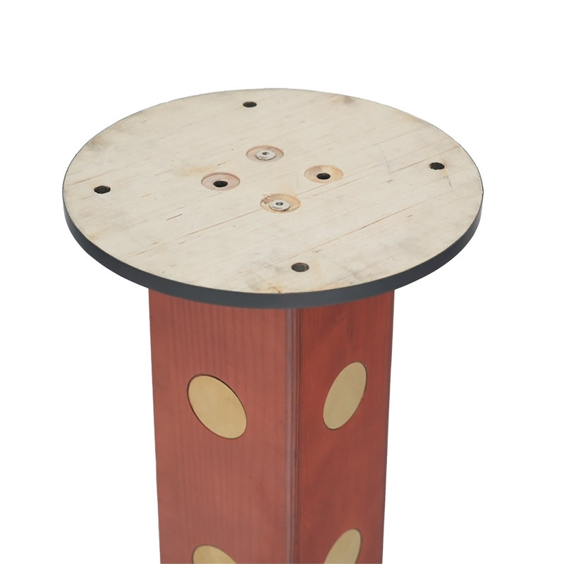 Dining Table de salle à manger ronde rétro en noyer de 80 cm avec base en laiton et bois massif. Table avec pieds en bois et base dorée, table pour 2 personnes pour petit espace