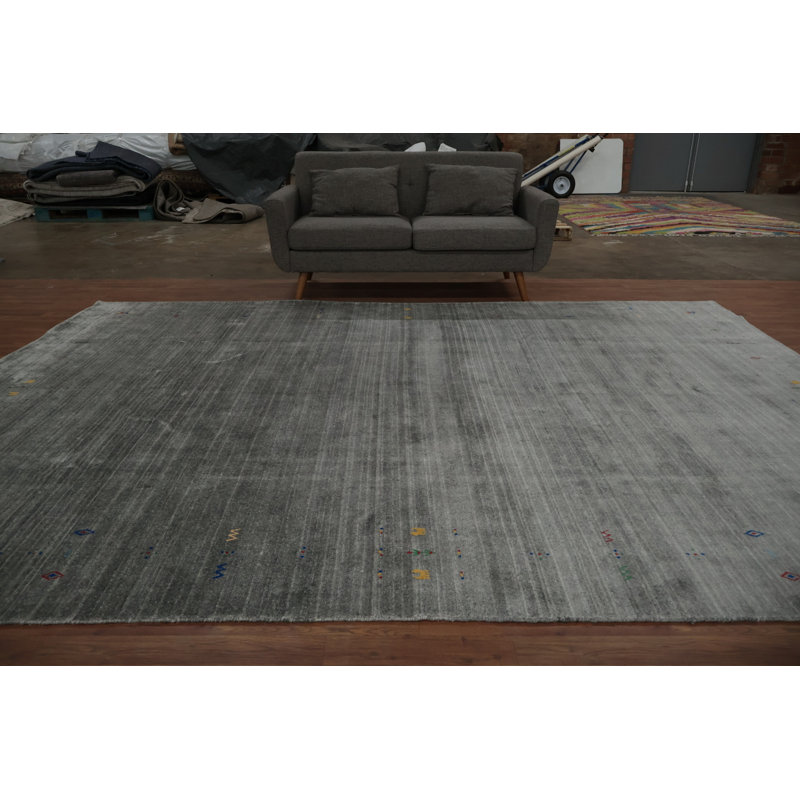 Tapis décoratif polyvalent de style Gabbeh 9 x 12 avec surface texturée subtile
