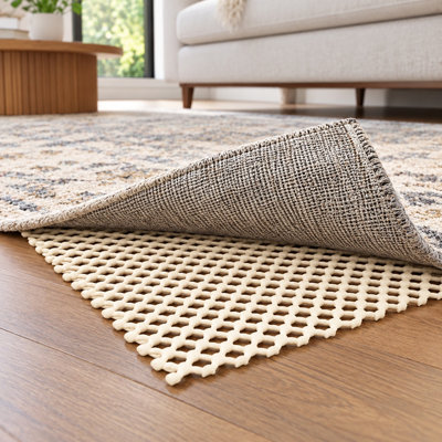 Beige Non-Slip Lightweight Anti-Slip Carpet Grip Pad Rug Pad Gripper Underlay for Area Rugs, 8' x 12'