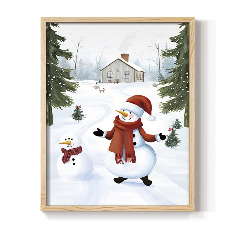 «Christmas Holiday Art» CCXLIX, reproduction encadrée - bois massif, Naturel, H 30 po x l 24 po