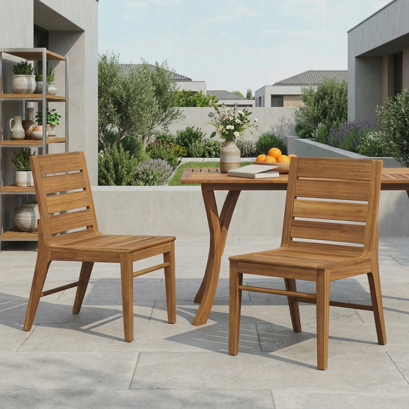 Ensemble de chaises d'extérieur en bois d'acacia (ensemble de 2)