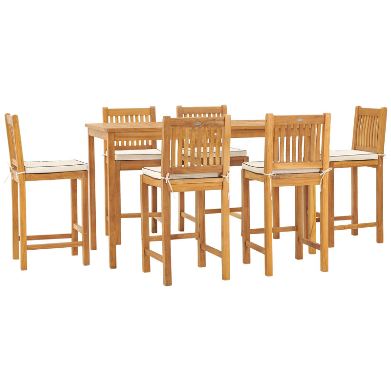 6 - Person Teak Wood Patio Dining Set with Rectangular Table , Cushions Included