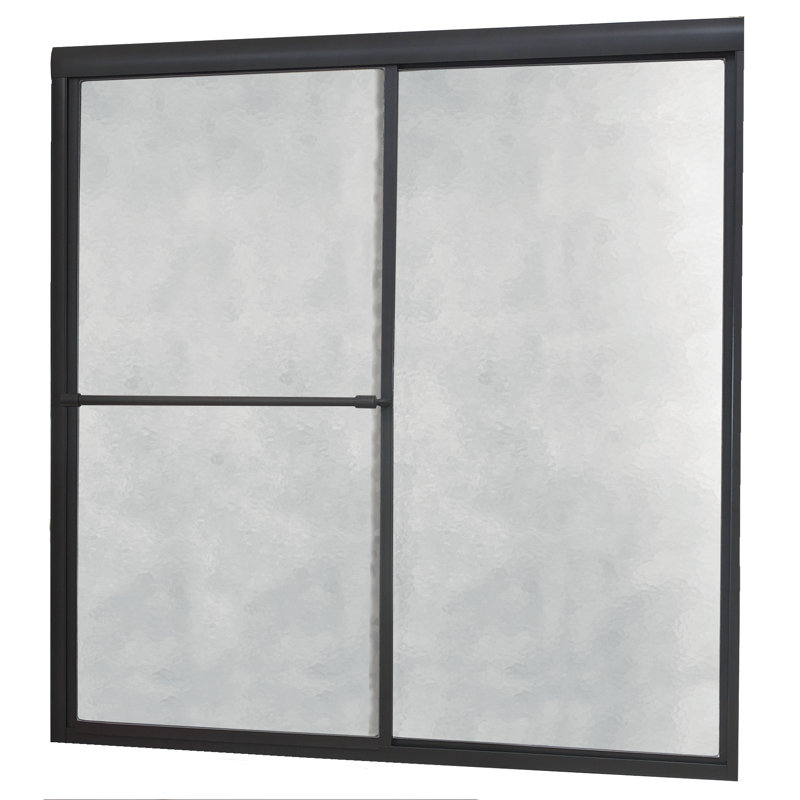 Chase 56" W x 58" H Single Sliding Framed Tub Door, Oil Rubbed Bronze, Rain Glass