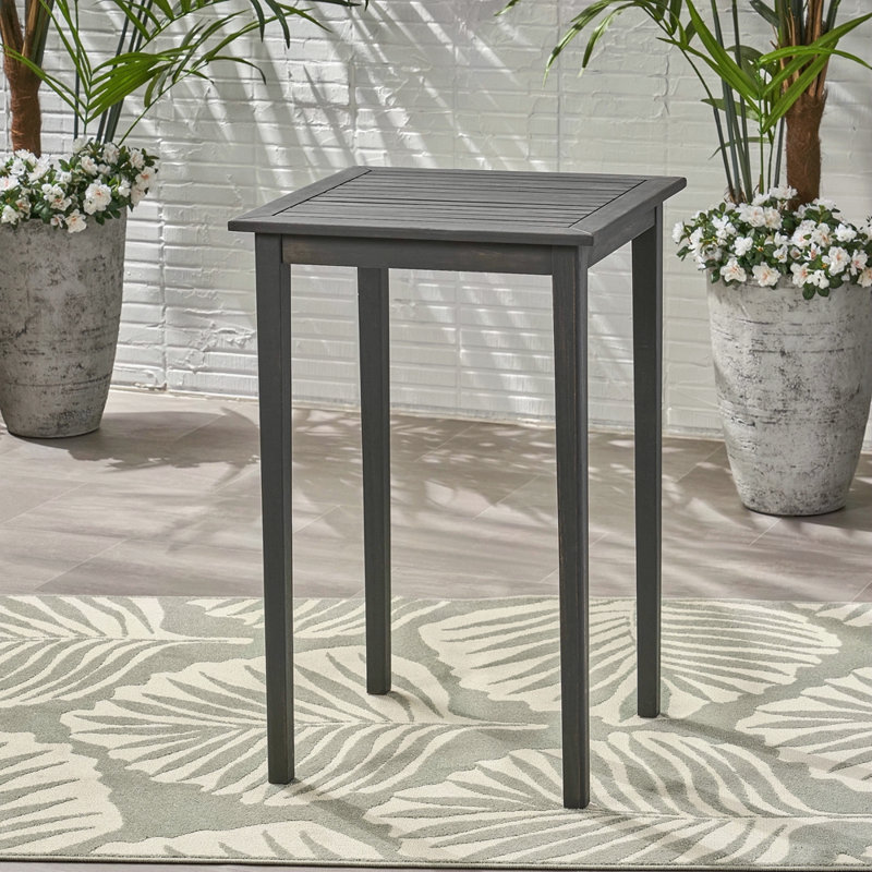 Table de bar d'extérieur carrée en bois d'acacia - Gris foncé, Gris