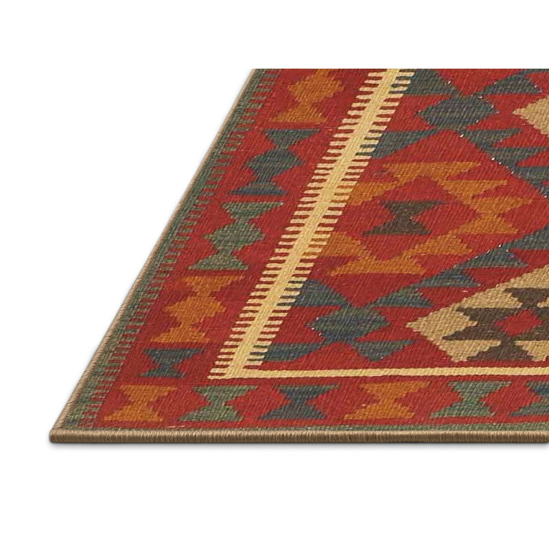 Tapis contemporain rouge / noir / brun, Rectangle 6 pi x 9 pi