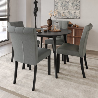 Danina 5-Piece Dining Set With Upholstered Chairs And 42" Round Table