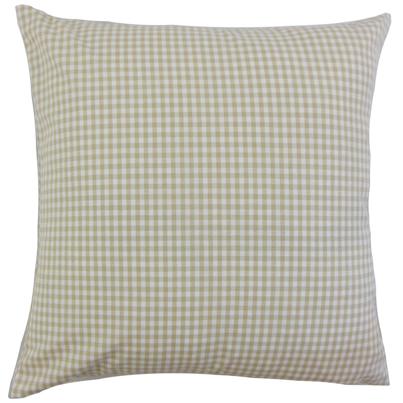  Housse de coussin Plaid, Beige, 26 po x 26 po, Mélange de duvet