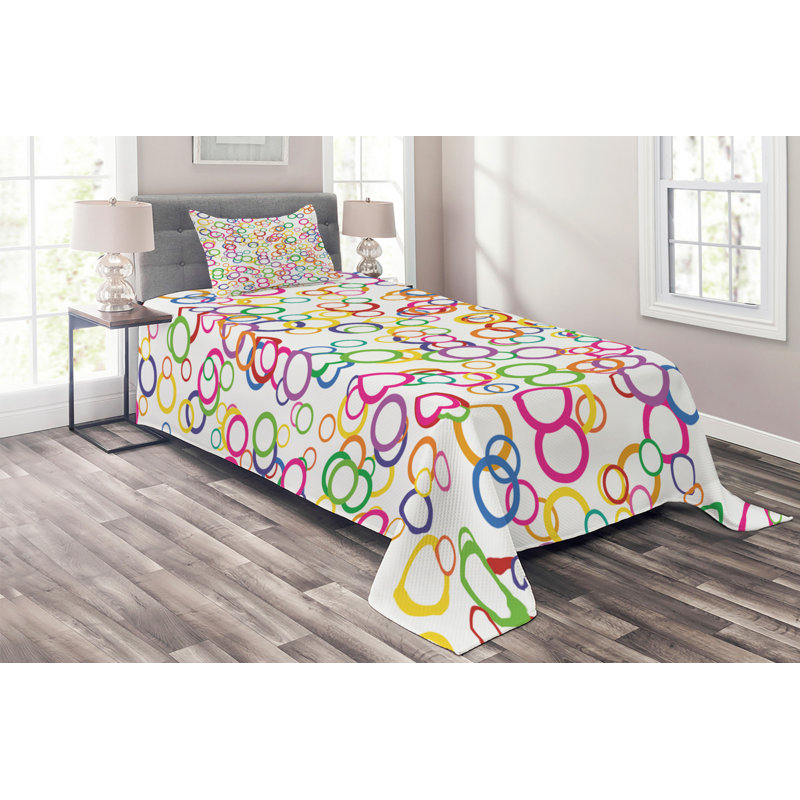 Modern & Contemporary Polyester Coverlet, Twin Bedspread + 1 Sham