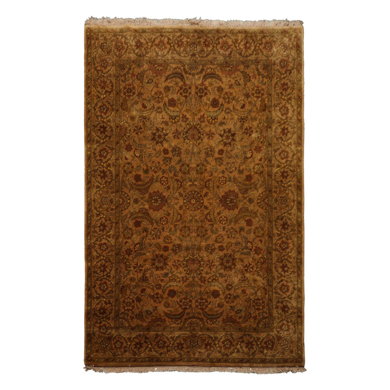 Tapis botanique en laine noué à la main 5 pi 11 po x 9 pi 8 po Agra