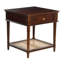 Table de bout en bois massif avec tiroir et étagère de rangement en canne tressée Maxwelton-1820379001