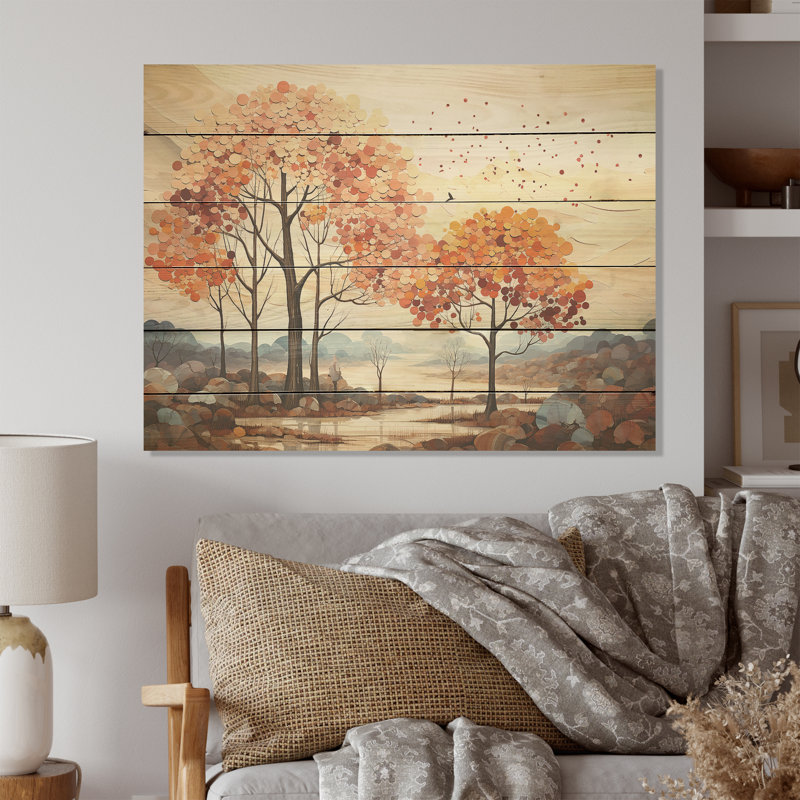 Collage de sapins en sourdine - érable sur bois de pin naturel, H 10 po x l 20 po