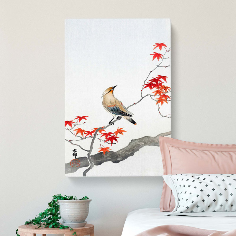 Bird upon a Maple Tree by Ohara Koson - Wrapped Canvas, 50cm H x 35cm W x 3cm D