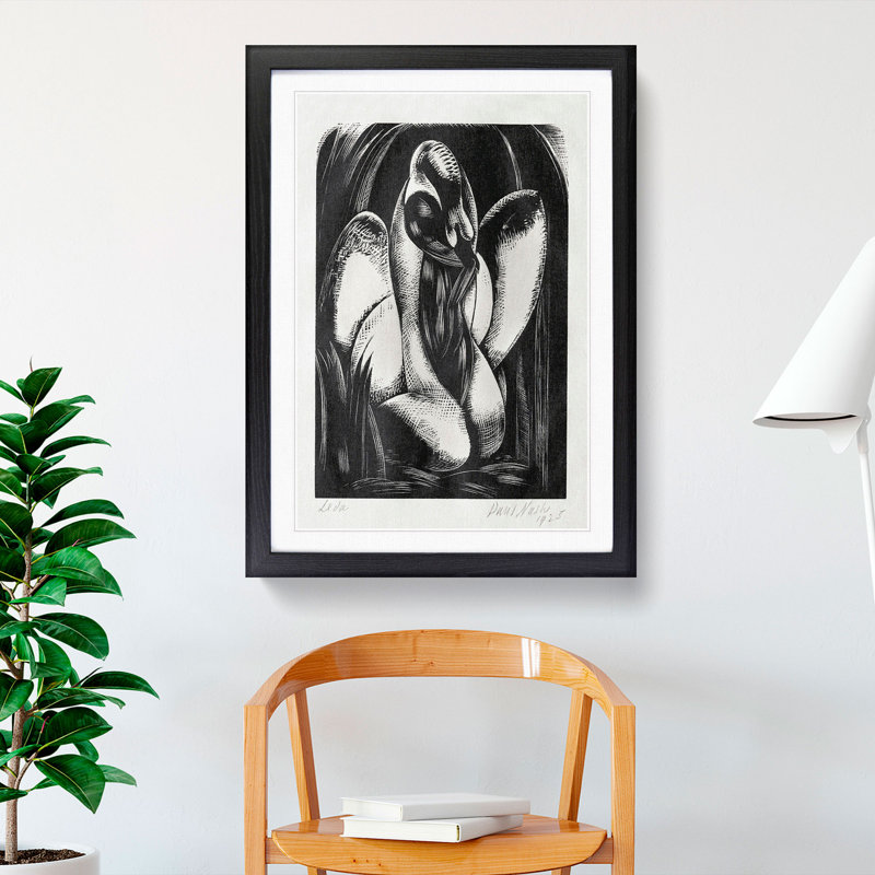 Swan by Paul Nash - Picture Frame Painting, 65cm H x 48cm W x 2cm D, Black Framed