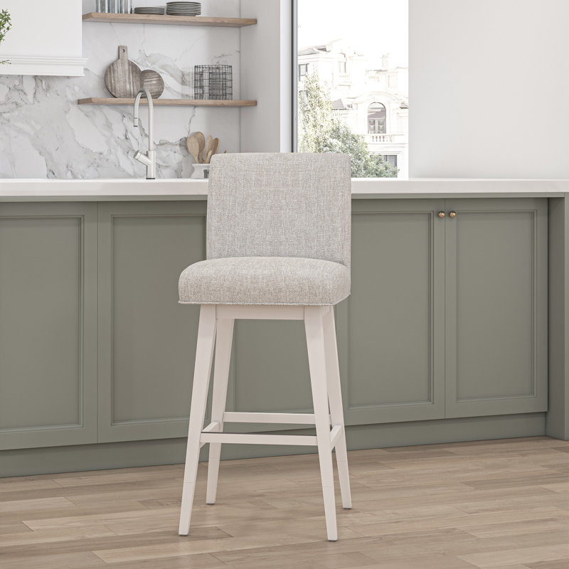 Tabouret pivotant Dorson, Blanc pur, Avoine