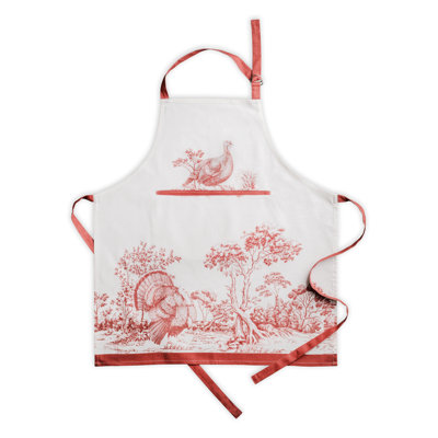 Maison d'Hermine Holy Jouy - Red 100% Cotton Apron - 27.5" x 31.5"
