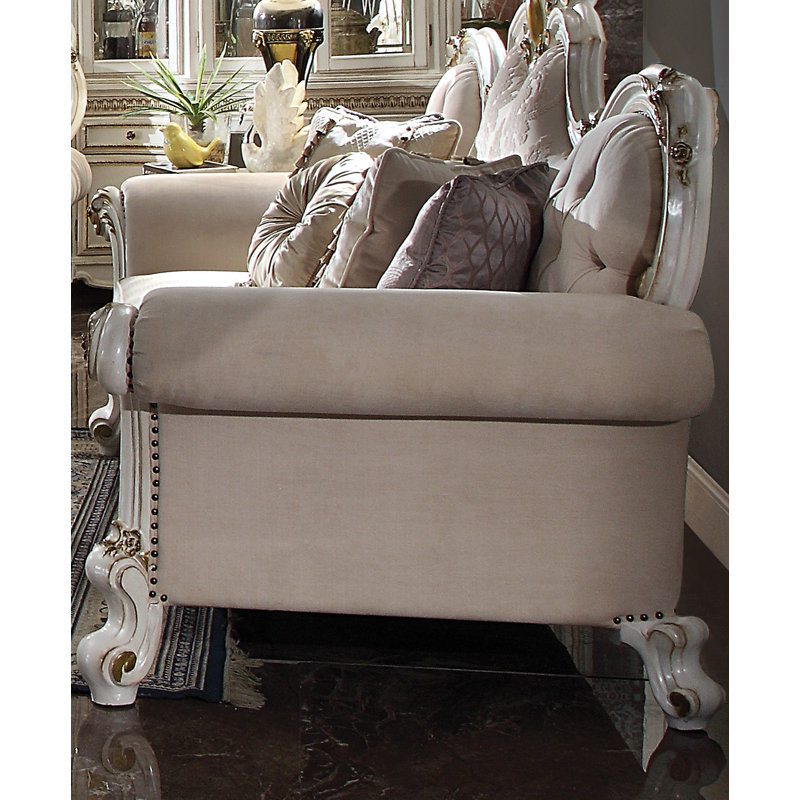 Mariel Rolled Arm Loveseat in Antique Pearl