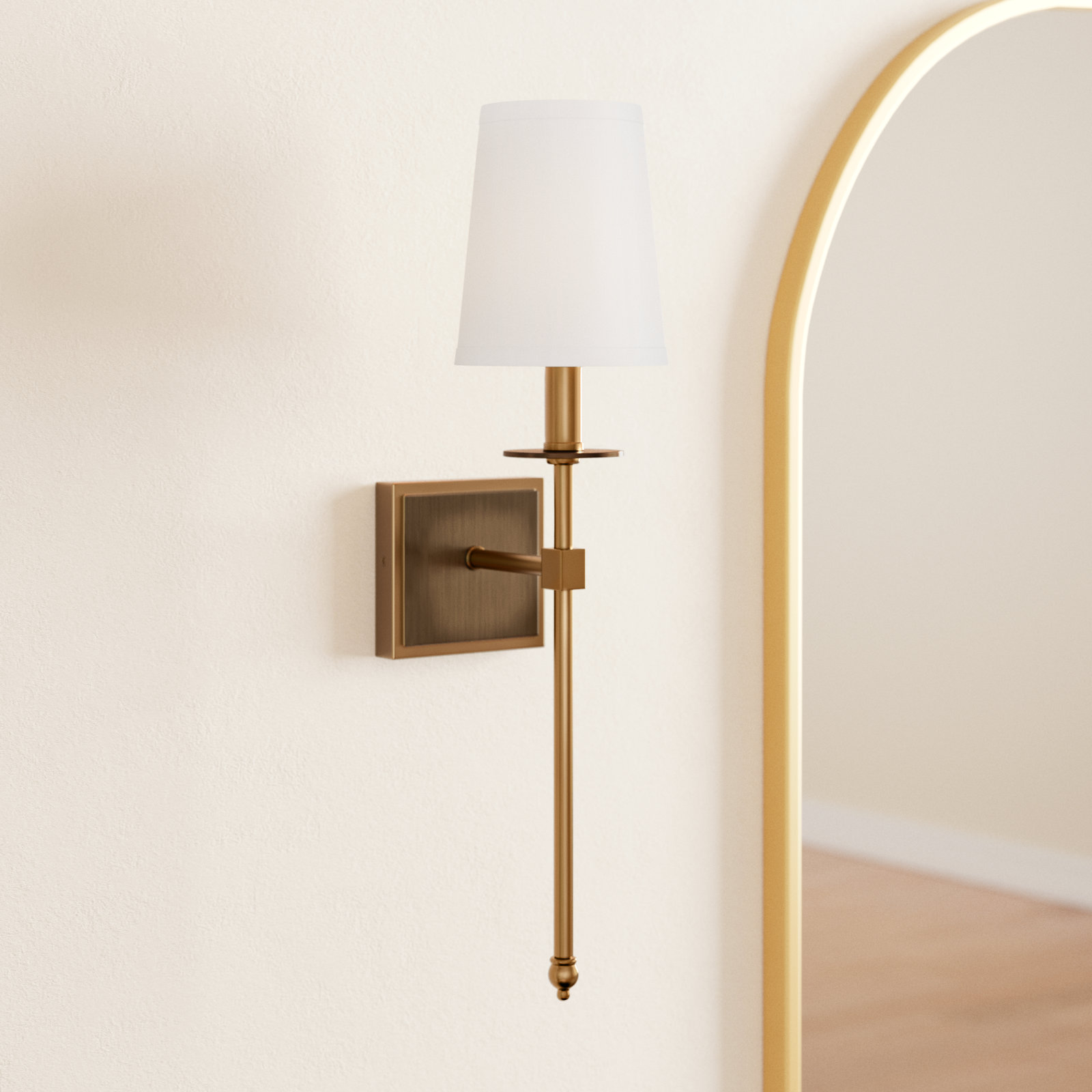 Dewayne Wall Sconce, 20" H x 5" W x 6'' D, Warm Brass
