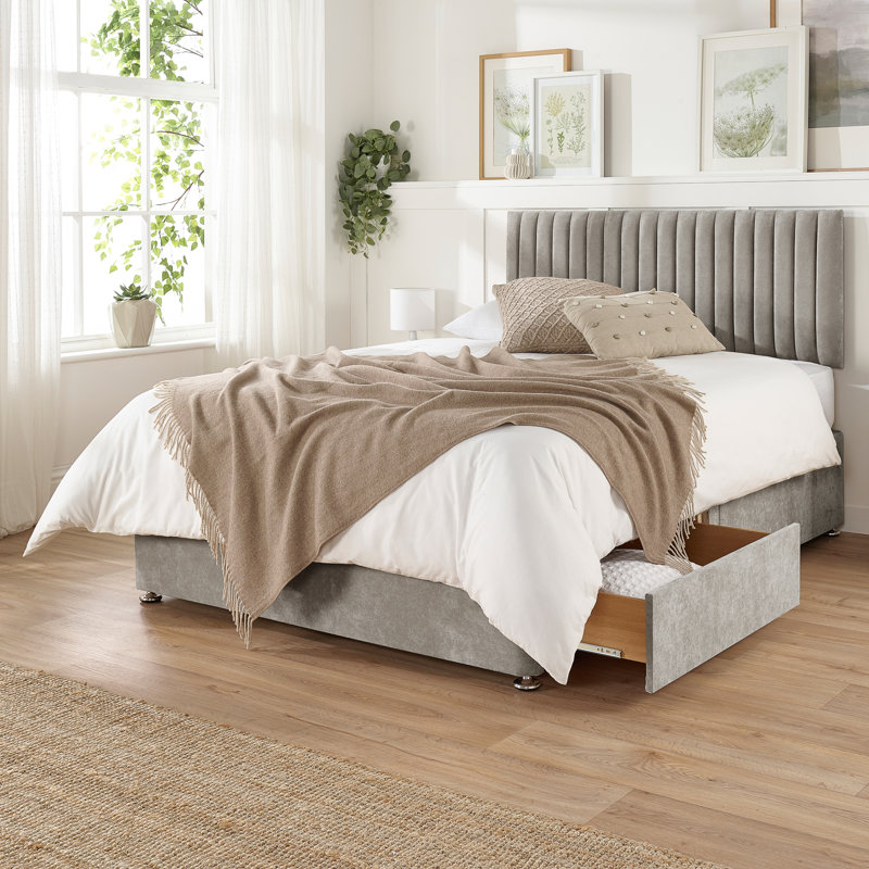 Nameeta Divan Bed Base, Super King (6'), Silver, 2 Drawers
