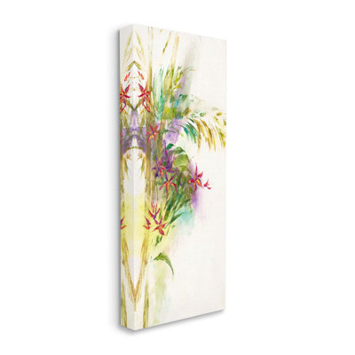 «Tropical Flower Bouquet Abstract Green Mauve» par Dina D'Argo - reproduction d'art