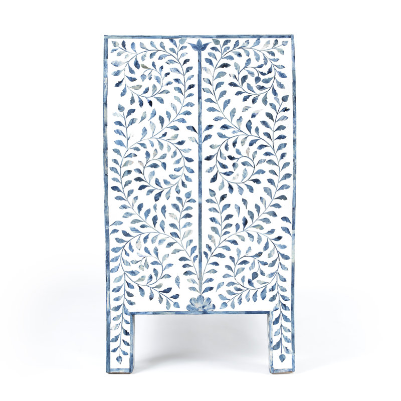 Trubadur Blue And White Bone Inlay 3 Drawer Chest