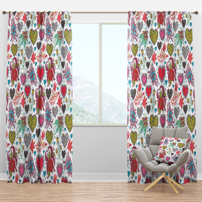 Panneau de rideau simple semi-diaphane avec passe-tringle Beautiful and Hearts