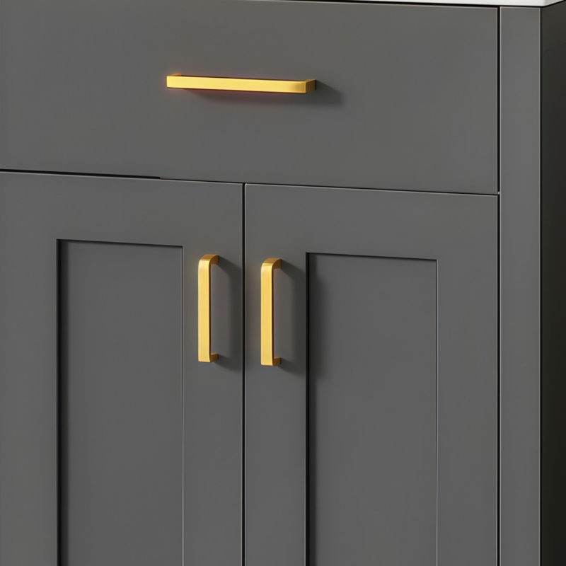 Ensemble de meuble-lavabo autoportant noir de 24 pouces avec lavabo en céramique, portes doubles à fermeture en douceur + tiroirs, finition bois moderne.