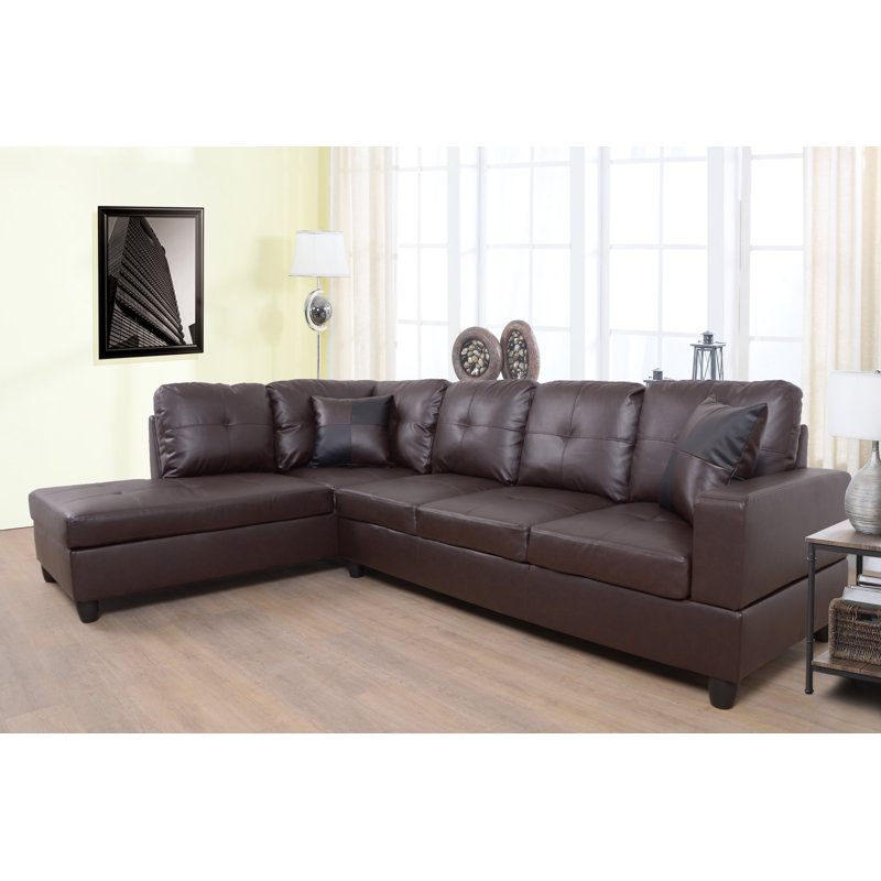 Faux Leather L-Shaped Sectional Left Hand Facing