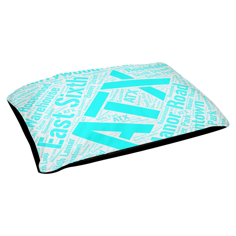 Coussin de chien « districts », Moyen (H 9,5 po x l 28 po x P 18 po), Cyan, Austin