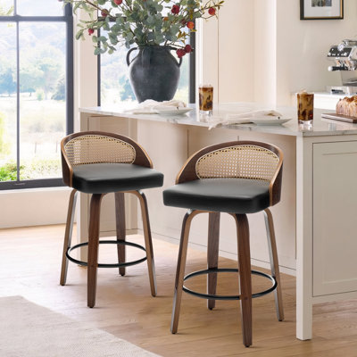 Tabouret de bar et de comptoir pivotant en simili cuir Leeana (ensemble de 2)