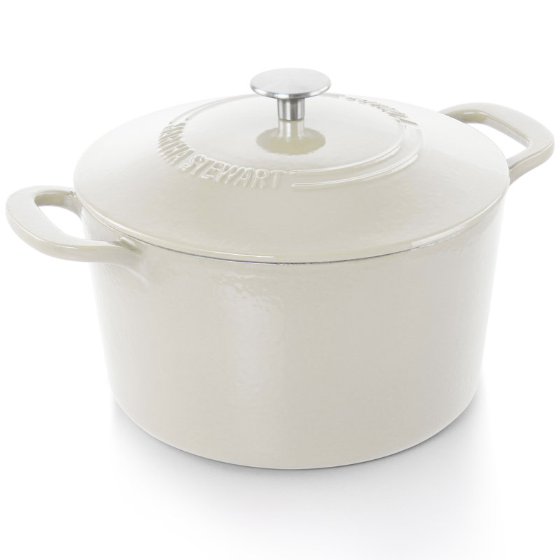 Martha Stewart 7 Quart Enameled Cast Iron Dutch Oven With Lid In Yellow Ombre, White