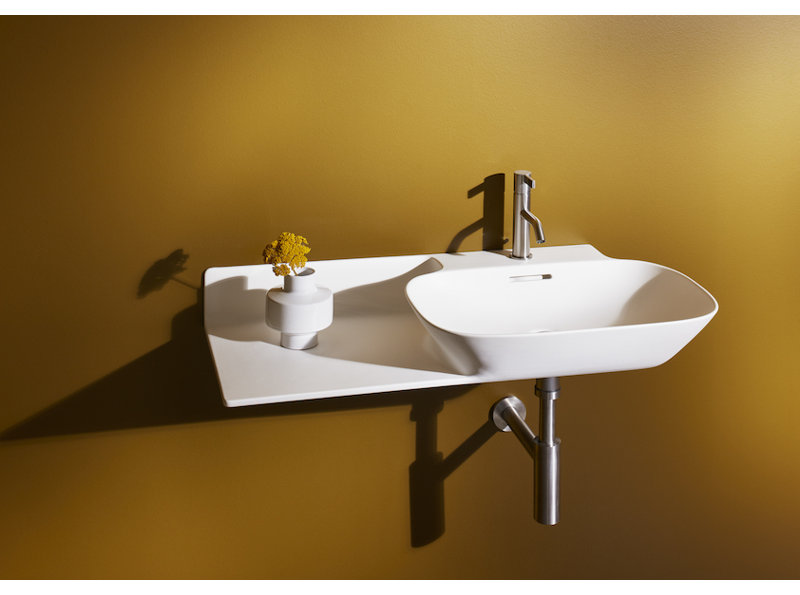 Ino 35.43'' L Bathroom Sink, Single Hole, Left Shelf