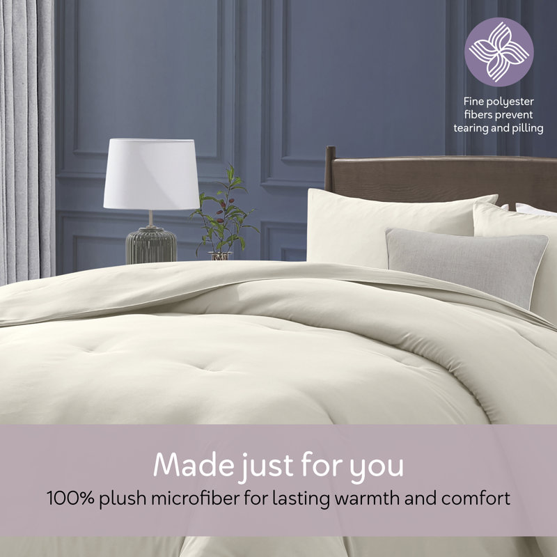 ultra soft microfiber 3 piece comforter set with pillow shams, Oatmeal, King Comforter + 2 King Shams