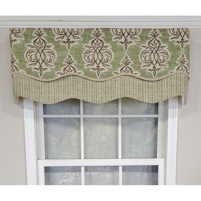Cantonnière festonnée 50 "Jenna Damask, Vert poire